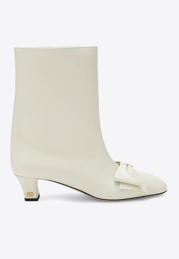 Valentino Bowow 40 Leather Ankle Boots Ivory 7W2S0MB1DDT/R_VALE-098