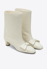 Valentino Bowow 40 Leather Ankle Boots Ivory 7W2S0MB1DDT/R_VALE-098