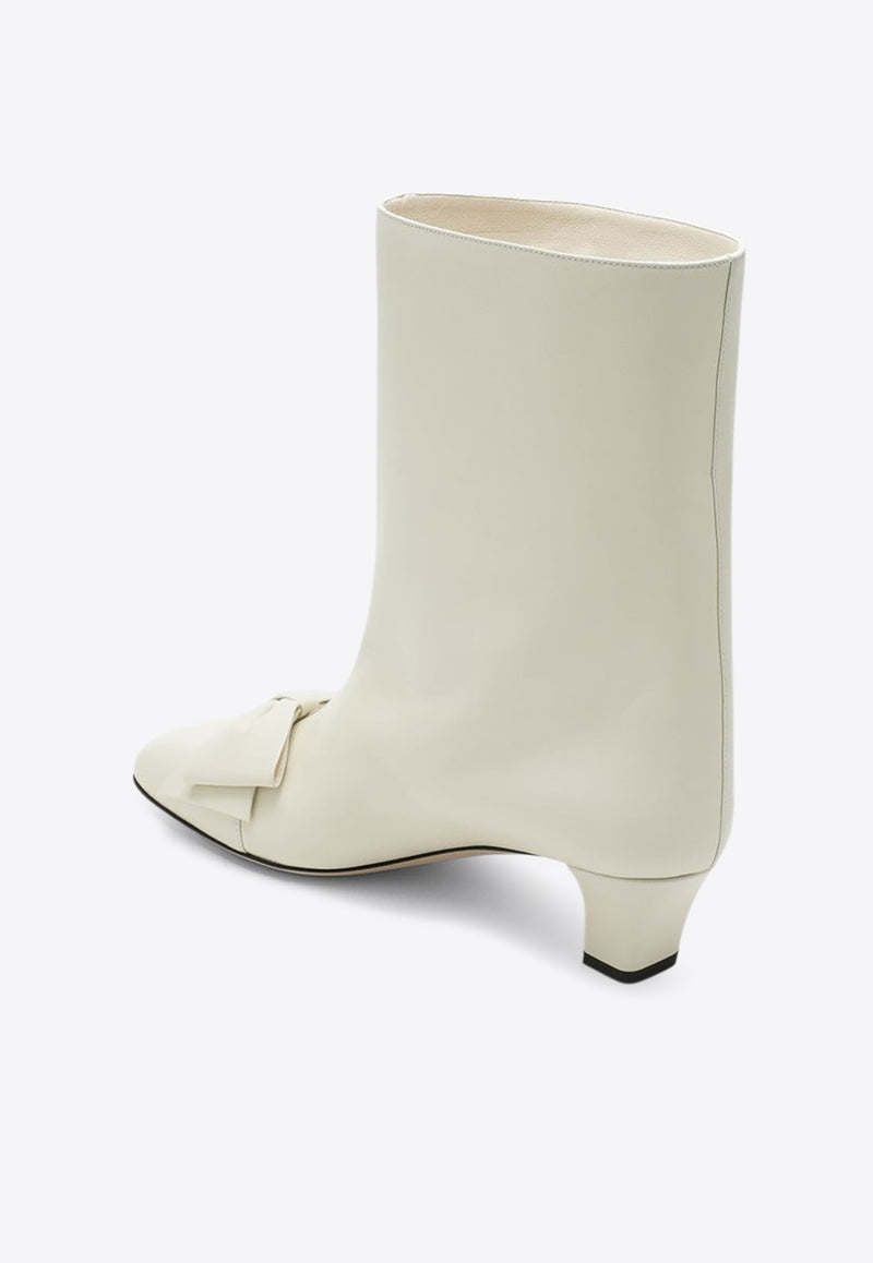 Valentino Bowow 40 Leather Ankle Boots Ivory 7W2S0MB1DDT/R_VALE-098