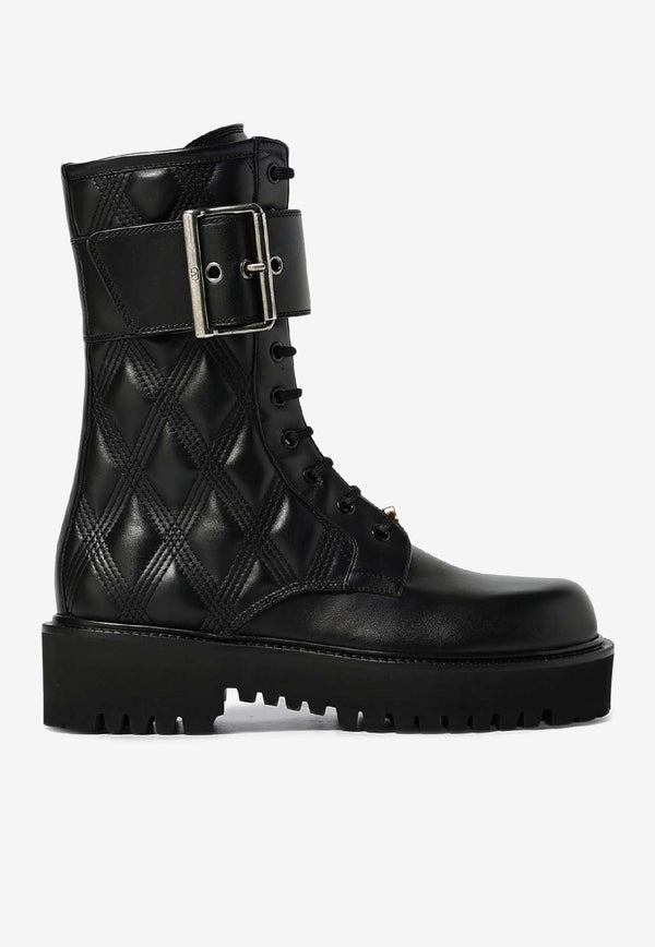 Valentino  Quilted 67 Lace-Up Combat Boots Black 7W2S0MQ0FGZ/R_VALE-0NO