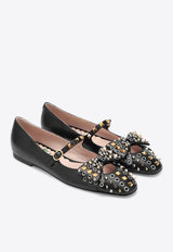 Valentino Bowow Studded Mary-Jane Ballet Flats Black 7W2S0MX7ETL/R_VALE-0NO