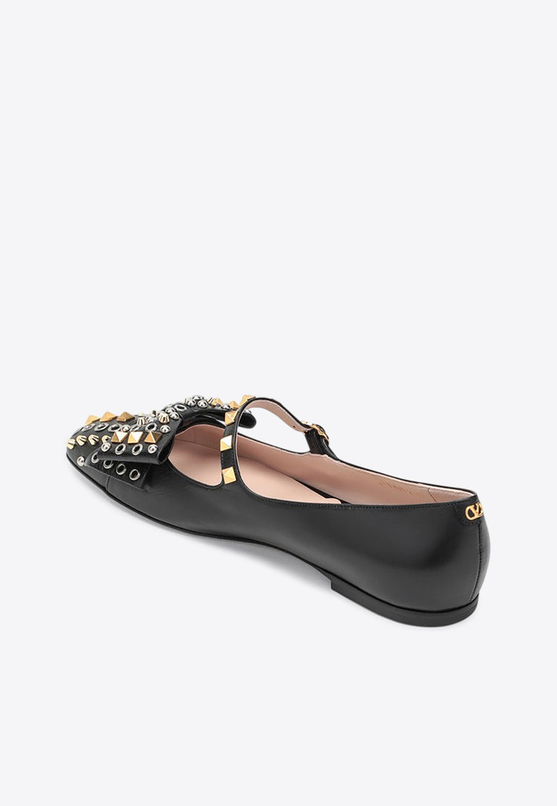 Valentino Bowow Studded Mary-Jane Ballet Flats Black 7W2S0MX7ETL/R_VALE-0NO