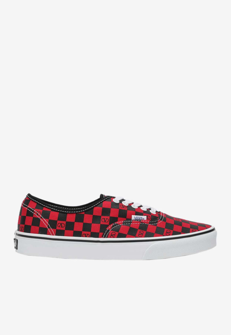 Valentino X Vans VLogo Checkerboard Canvas Sneakers Red 7Y0S0M23HPK/R_VALE-JV7