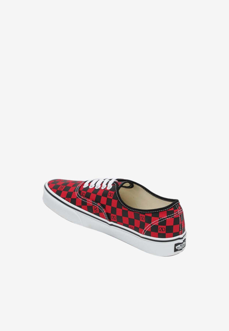 Valentino X Vans VLogo Checkerboard Canvas Sneakers Red 7Y0S0M23HPK/R_VALE-JV7