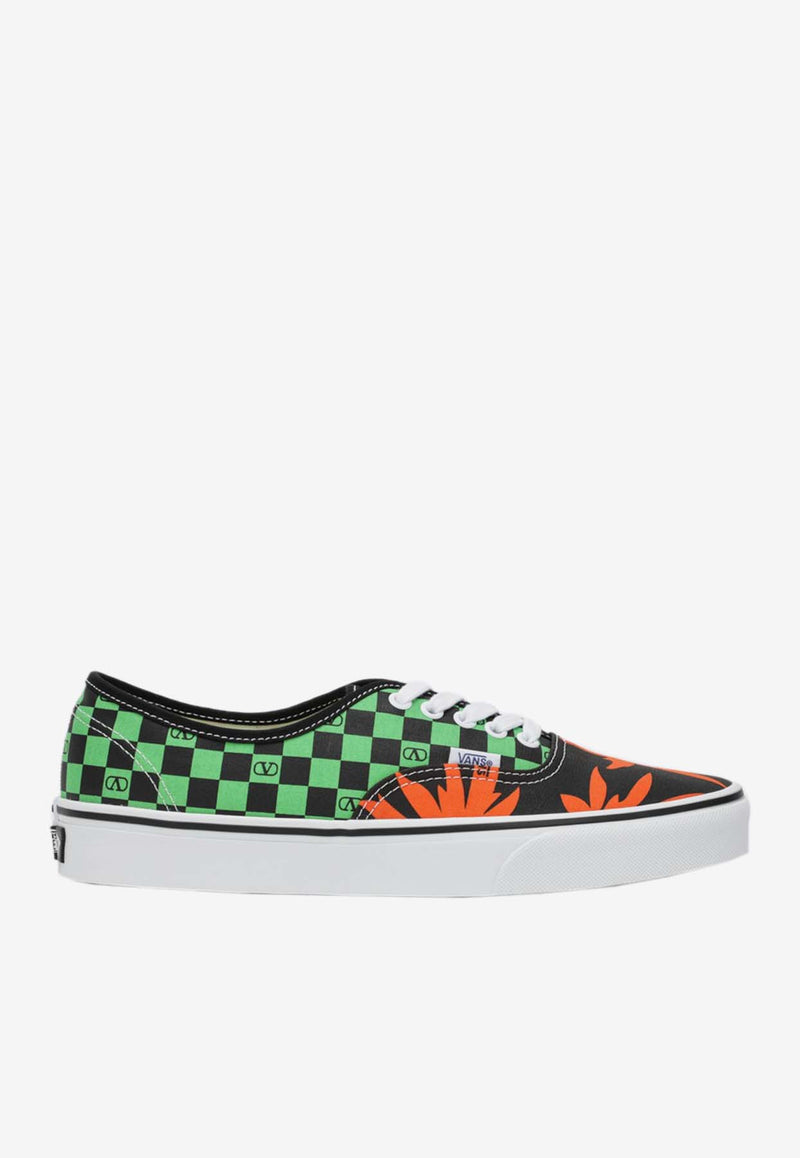 Valentino X Vans VLogo Checkerboard and Tropical Leaves Print Canvas Sneakers Multicolor 7Y0S0M23XWF/R_VALE-BAL