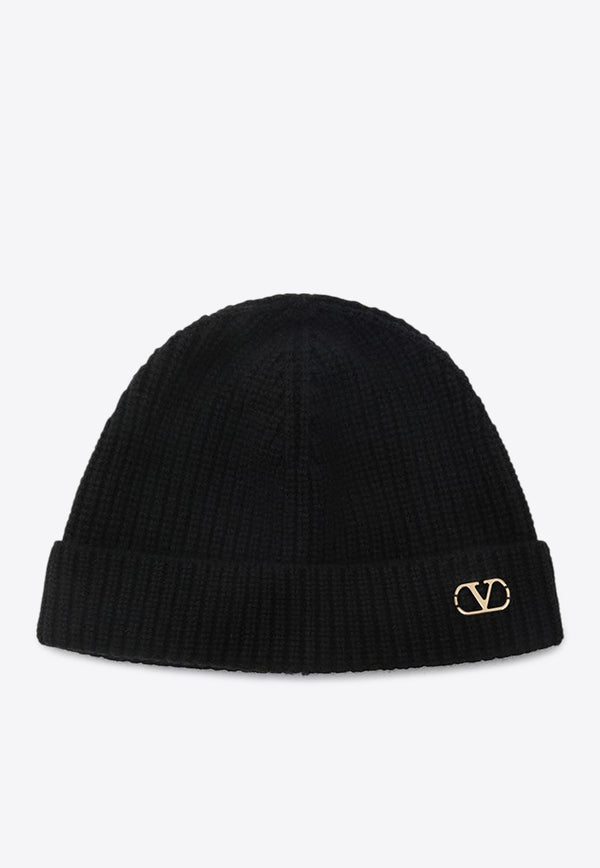 Valentino VLogo Signature Cashmere Beanie Black 7Y2HB02GATZ/R_VALE-0NO