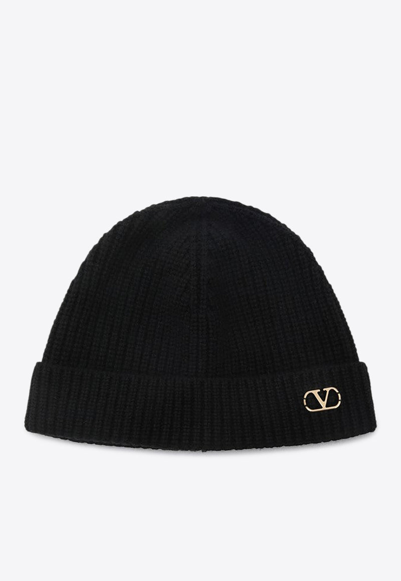 Valentino VLogo Signature Cashmere Beanie Black 7Y2HB02GATZ/R_VALE-0NO