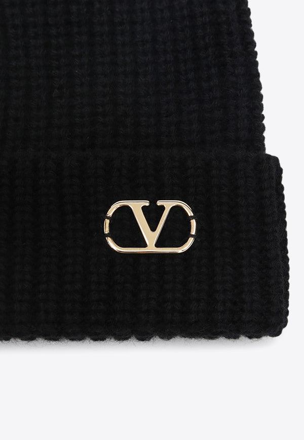 Valentino VLogo Signature Cashmere Beanie Black 7Y2HB02GATZ/R_VALE-0NO