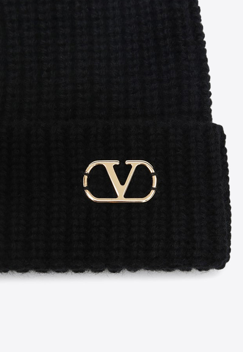 Valentino VLogo Signature Cashmere Beanie Black 7Y2HB02GATZ/R_VALE-0NO