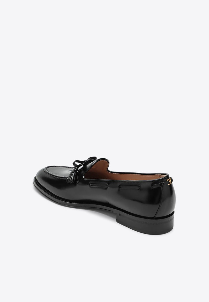 Valentino Bowshire Leather Loafers Black 7Y2S0L07CEE/R_VALE-0NO