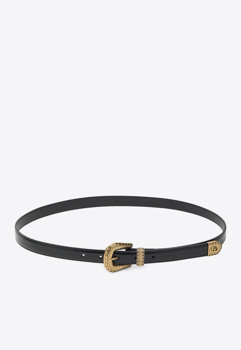 Valentino VLogo Signature Belt in Polished Calfskin Black 7Y2T0SQ9QBH/R_VALE-0NO