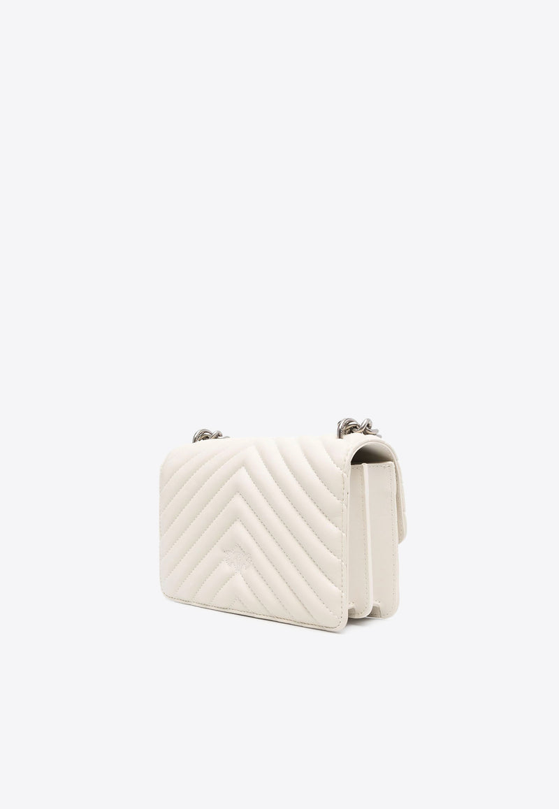 PINKO Mini Love One Chevron Shoulder Bag White 100074A0GK_Z14O