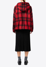 Elisabetta Franchi Logo Patch Tartan Check Padded Jacket Red GB00447E2_CX7