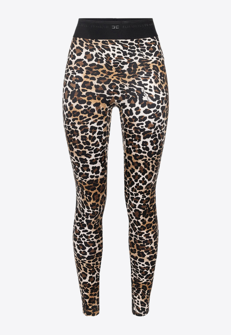 Elisabetta Franchi Leopard Print Leggings  Brown PA05647E2_B85