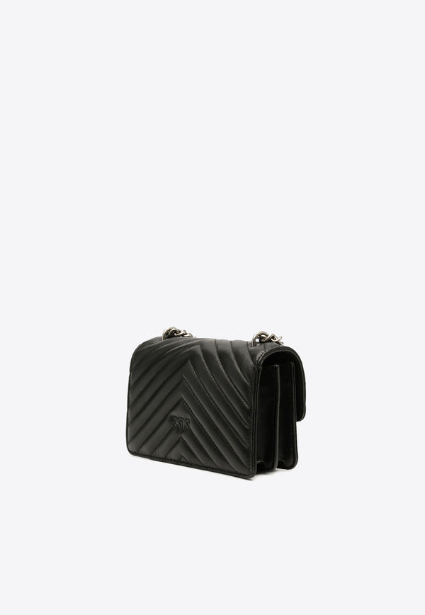 PINKO Mini Love One Chevron Shoulder Bag Black 100074A0GK_Z99O