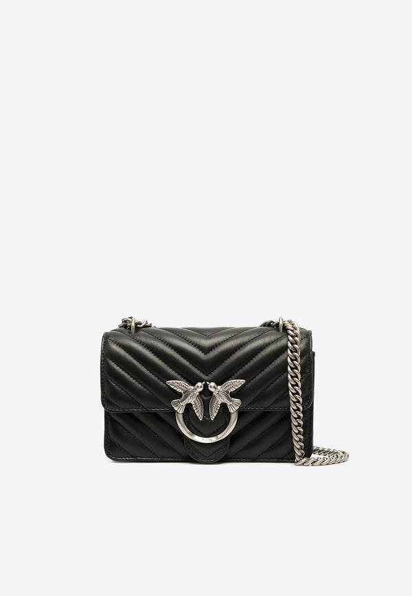 PINKO Mini Love One Chevron Shoulder Bag Black 100074A0GK_Z99O