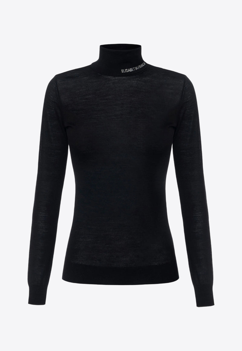 Elisabetta Franchi Semi-Sheer Turtleneck Sweater Black MK25S47E2_110