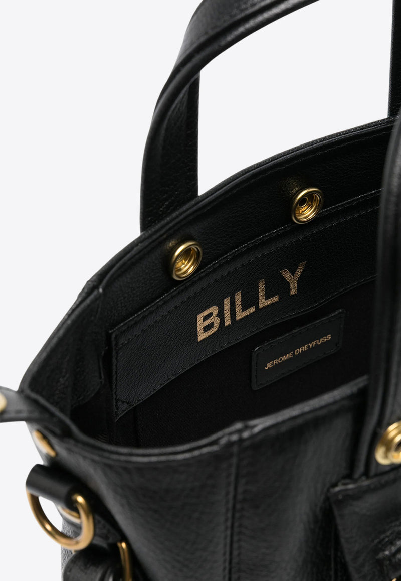 Jérôme Dreyfuss Mini Billy Grained Leather Tote Bag Black 44BINANOBU_Noir Brass