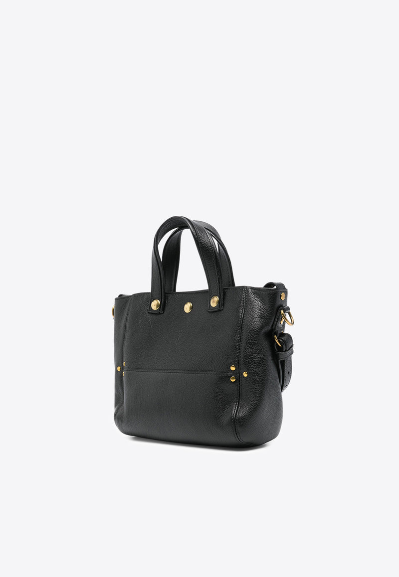 Jérôme Dreyfuss Mini Billy Grained Leather Tote Bag Black 44BINANOBU_Noir Brass