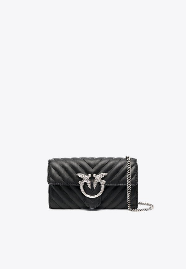 PINKO Love One Chevron Chain Clutch Black 100062A0GK_Z99O