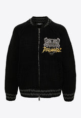 Dsquared2 Logo Patch Knitted Cardigan Black S74HA1484S18307_962