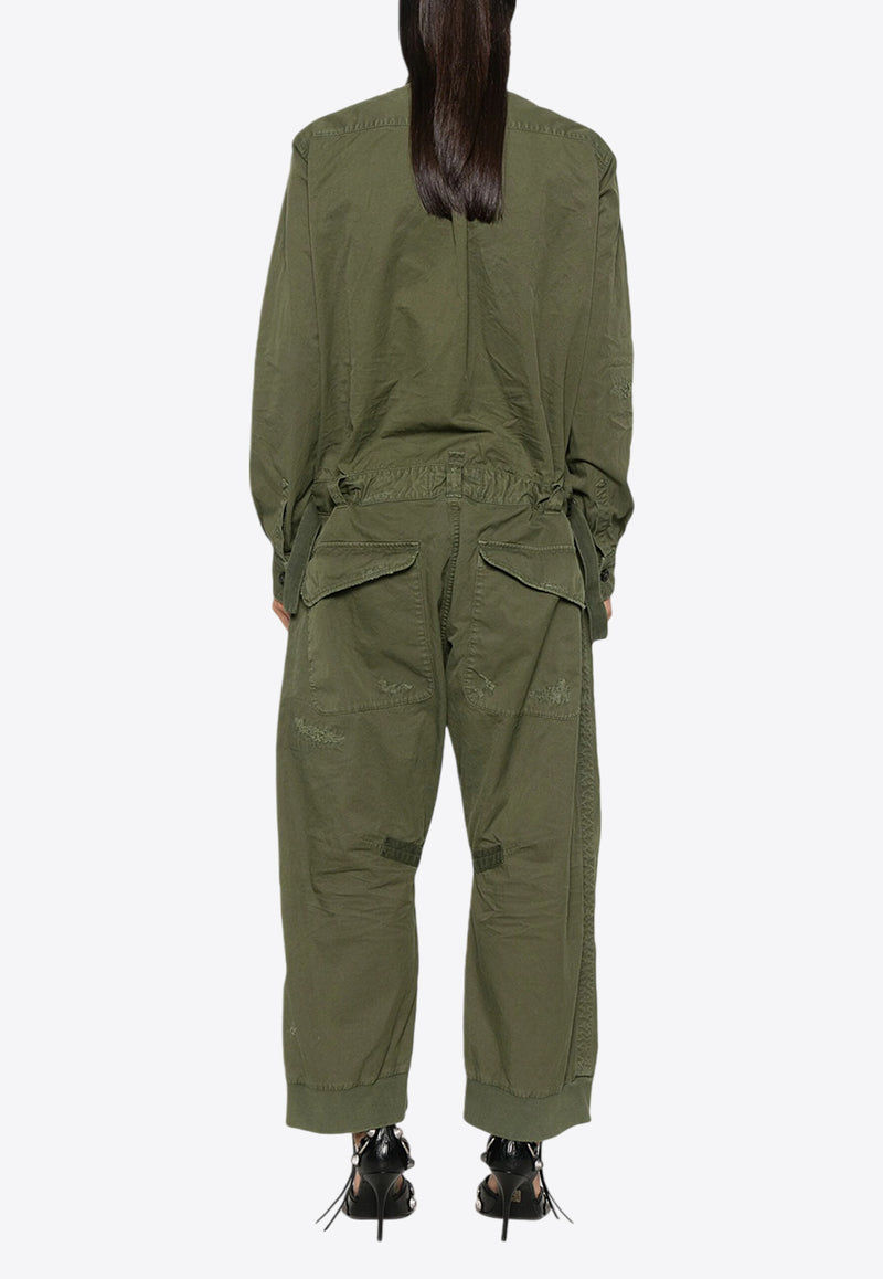 Dsquared2 Overdyed Military Distressed Jumpsuit Military Green S75FP0167S78205_695