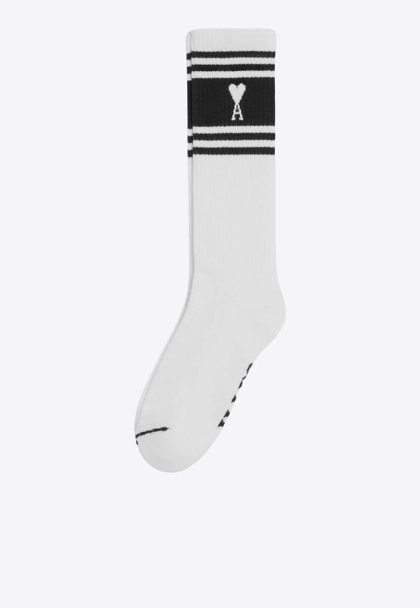 AMI PARIS Ami De Coeur Ribbed Socks White USC012AW0015_001