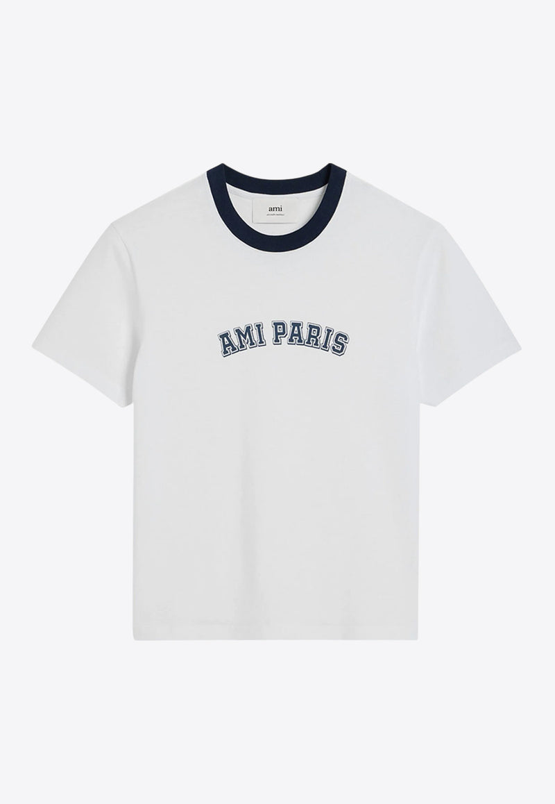 AMI PARIS Logo Appliqué Crewneck T-shirt White UTS047724_100