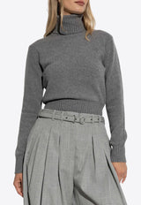 AMI PARIS Ami De Coeur Turtleneck Cashmere Sweater Gray FKS457005_052