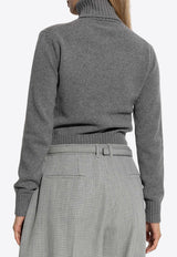 AMI PARIS Ami De Coeur Turtleneck Cashmere Sweater Gray FKS457005_052