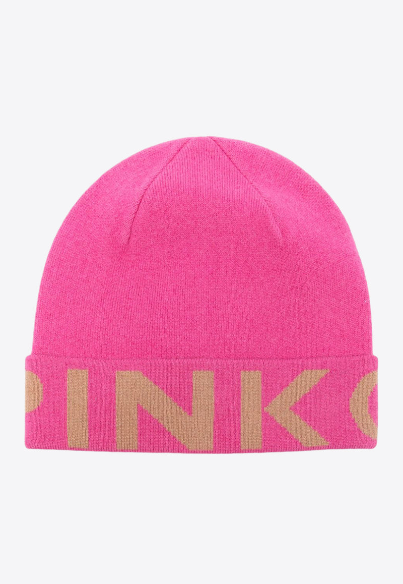 PINKO Calamaro Logo Jacquard Beanie Fuchsia 101507A101_YC4