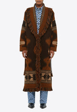 Alanui Icon Jacquard Fringed Long Coat Brown LWHQ003E24KNI002_6E61