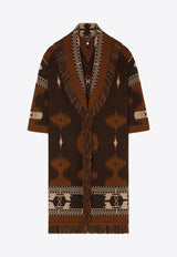 Alanui Icon Jacquard Fringed Long Coat Brown LWHQ003E24KNI002_6E61