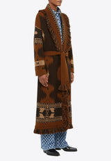 Alanui Icon Jacquard Fringed Long Coat Brown LWHQ003E24KNI002_6E61