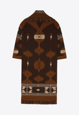 Alanui Icon Jacquard Fringed Long Coat Brown LWHQ003E24KNI002_6E61