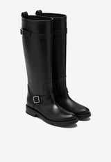 Saint Laurent River Leather Knee-High Boots Black 80042428N00/P_YSL-1000