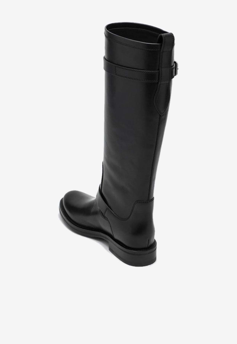 Saint Laurent River Leather Knee-High Boots Black 80042428N00/P_YSL-1000