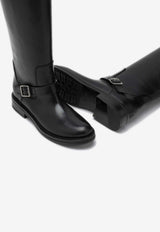 Saint Laurent River Leather Knee-High Boots Black 80042428N00/P_YSL-1000