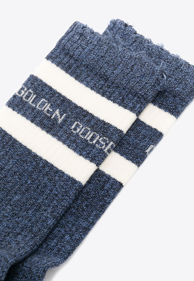 Golden Goose DB Jacquard Logo Ankle Socks Blue GUP00883P000487_50885