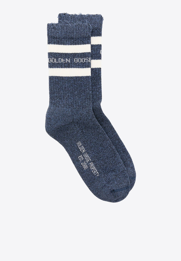 Golden Goose DB Jacquard Logo Ankle Socks Blue GUP00883P000487_50885