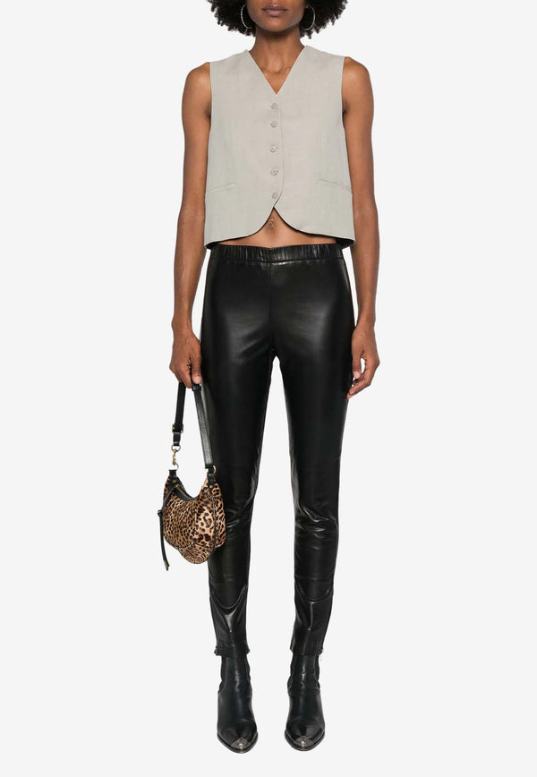 P.A.R.O.S.H Maciock Paneled Leather Leggings Black D230609MACIOCK24W_013