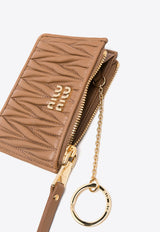 Miu Miu Matelassé Leather Logo Zip Cardholder Camel 5MC0932FPP_F0NBL