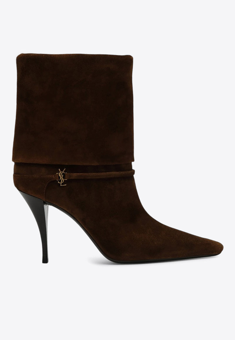 Saint Laurent Niki 85 Suede Folded Boots Brown 8013930LI00/P_YSL-2701