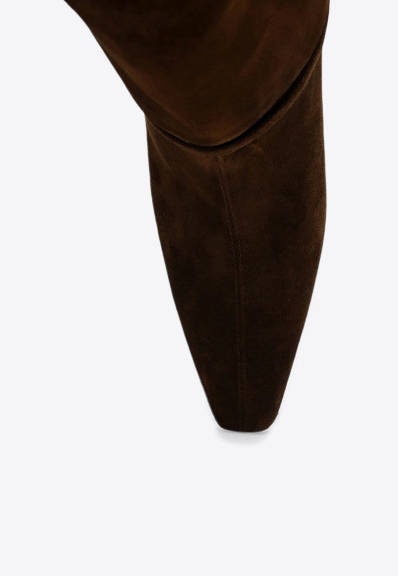 Saint Laurent Niki 85 Suede Folded Boots Brown 8013930LI00/P_YSL-2701