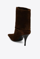 Saint Laurent Niki 85 Suede Folded Boots Brown 8013930LI00/P_YSL-2701