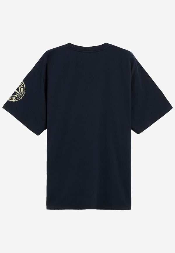 Stone Island Logo Print Short-Sleeved T-shirt 80152RC85NAVY
