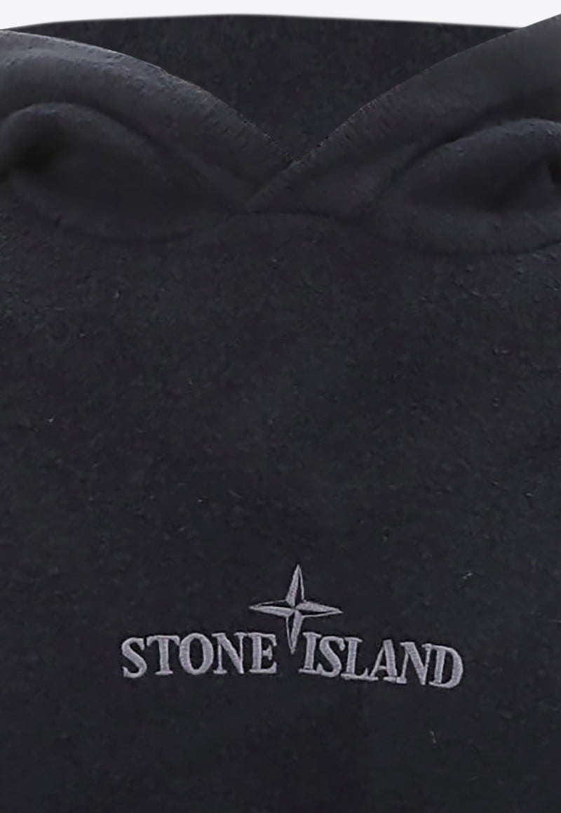 Stone Island Logo Embroidered Hooded Sweatshirt Black 8015513D2_000_V0029