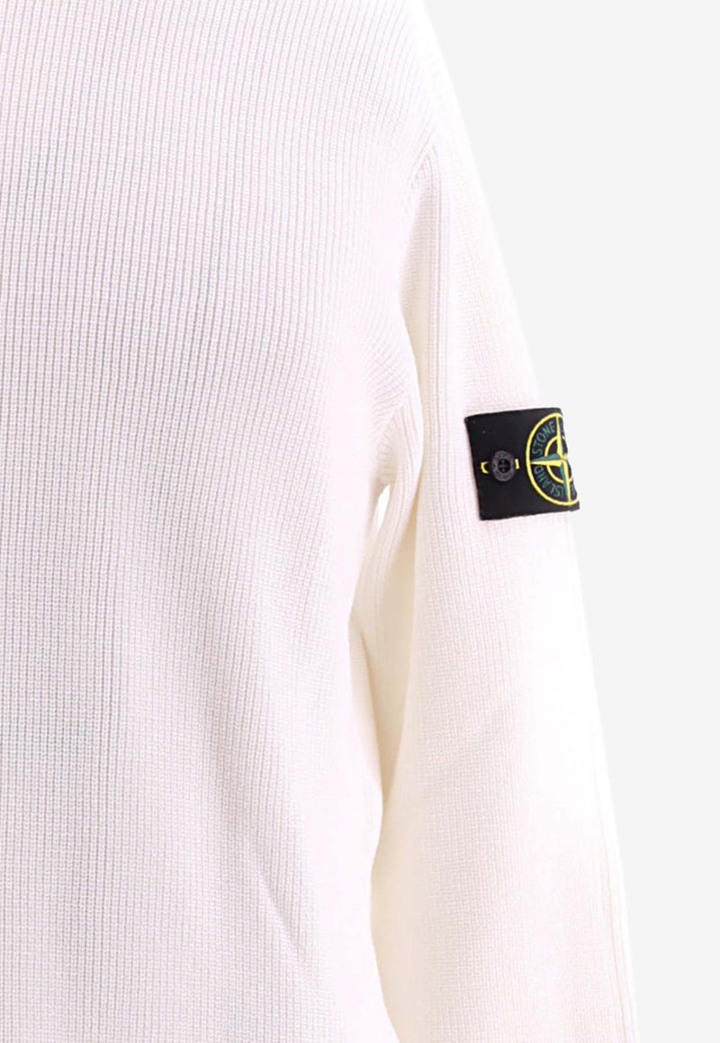 Stone Island Logo Patch Knitted Sweater Cream 8015514D8_000_V0001