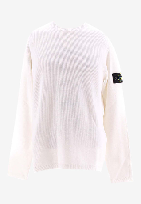 Stone Island Logo Patch Knitted Sweater Cream 8015514D8_000_V0001