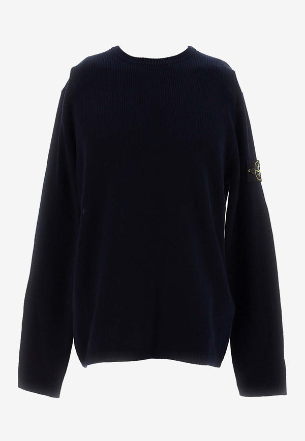 Stone Island Logo Patch Knitted Sweater Navy 8015514D8_000_V0020